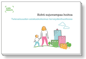 Äiti ja lapsi käsi kädessä matkalla sairaalaan